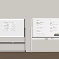 Two Mobile Whiteboards with Black and White Stands Handwritten Notes and Markers