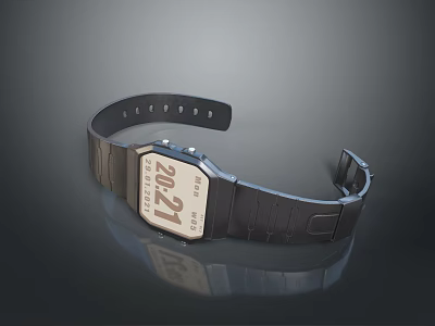 Modern Minimalist Wristwatch With Black Strap And White Dial Featuring 2021 Number 3d model