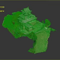 Detailed Japanese Castle Model With Surrounding Green Trees And Landscape