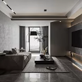 Modern Living Dining Room Interior With Sofa Coffee Table TV And Floor to Ceiling Window