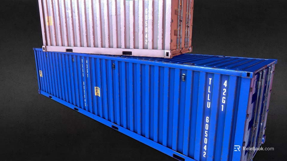 Industrial Storage Containers Stacked Blue And Red For Logistics Use 3d model 