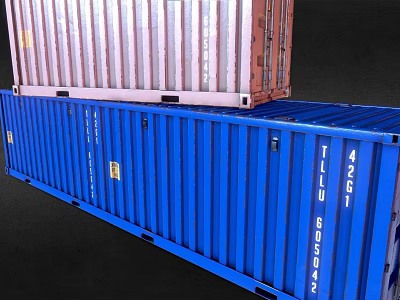 Industrial Storage Containers Stacked Blue And Red For Logistics Use 3d model