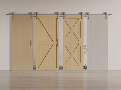 Various Styles Of Wooden Sliding Doors With X Pattern Design For Interior Decoration 3d model