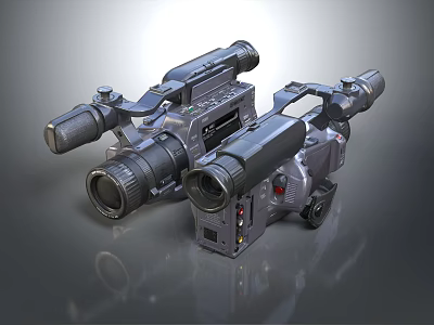 Professional Digital Video Cameras With High Definition Lenses And Handheld Design 3d model