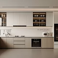 Modern Kitchen Interior Design With White Cabinets Wooden Elements And Built in Appliances