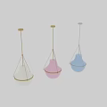 Two Modern Pendant Lights With White Glass Shade And Gold Hanging Chains