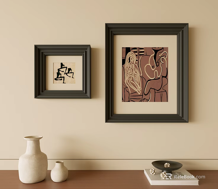 Abstract Art Paintings In Frames For Wall Decor 3d model