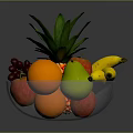 Fresh Assorted Fruits in Clear Glass Bowl with Pineapple Banana and Grapes