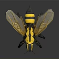 Futuristic Mechanical Bee Robot Insect With Yellow Black Body And Transparent Wings