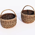 Set of Two Handmade Wicker Storage Baskets with Handles for Home Organizing