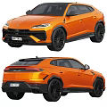 Orange Lamborghini SUV With Sporty Design Black Wheels And Rear Spoiler