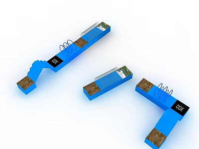 Swing Door Components Featuring Blue Structure Wooden Parts And Spring Mechanism 3d model