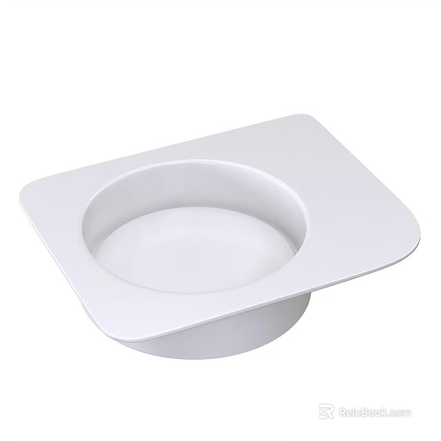 Modern White Square Bathroom Sink with Smooth Surface Minimalist Design 3d model