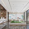Modern Elegant Property Sales Office Lobby With Real Estate Sand Table And Marble Reception Desk
