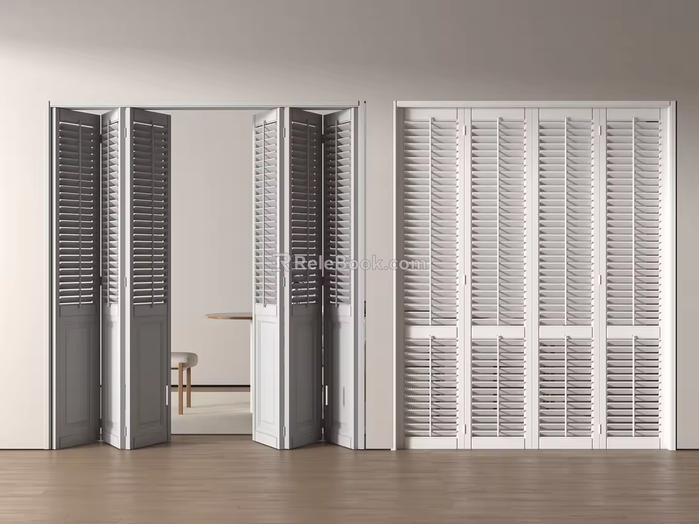 Modern shutter folding door multi-sliding door sliding door grille door partition door 3d model