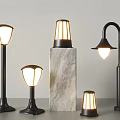 Various Styles Black Outdoor Lights With Illuminated Lamp Shades For Garden Spaces