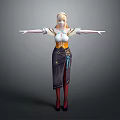 Game Movie Character With Blonde Hair White Top Yellow Corset Dark Skirt And Star Decorations