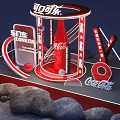 Coca-Cola 130th Anniversary Photo Spot With Neon Red Decorations And Bottle