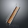 Modern Staircase With Metal Handrails Wooden Steps And Sleek Structure Design