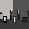 Outdoor Lights With Various Black Designs And Illuminated Warm Glow For Garden Patio Use