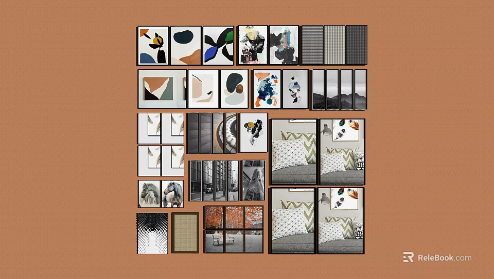 Various Modern Wall Art Designs With Different Patterns And Home Decor Styles 3d model 