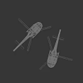 Two Sleek Modern Helicopters On Reflective Surface With Red Stripes And Glass Cockpits
