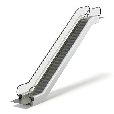 Modern Escalator Design With Sleek Metal Handrail And Black Steps Structure 3d model