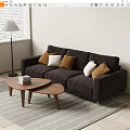Modern three-seat sofa coffee table combination 3d model