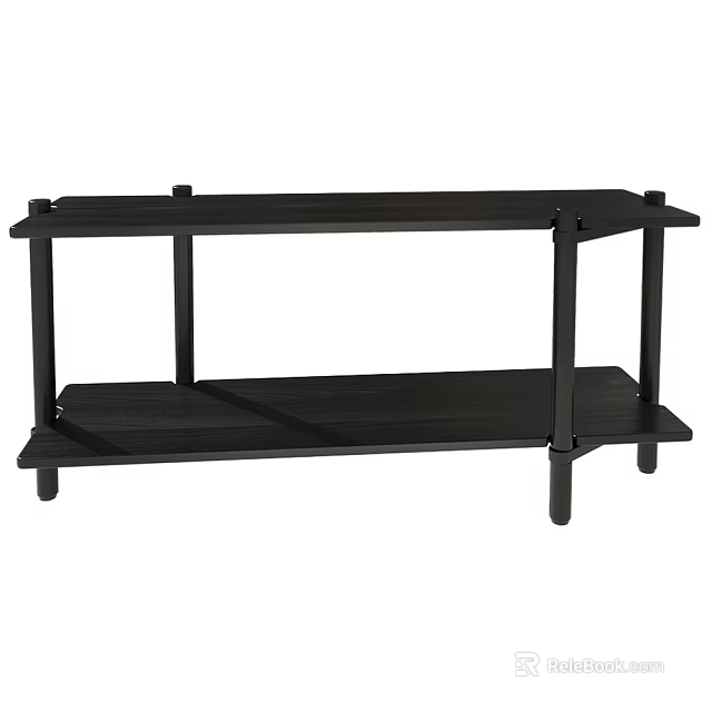 Black Two Tier Side Table with Sleek Design for Living Room Use 3d model