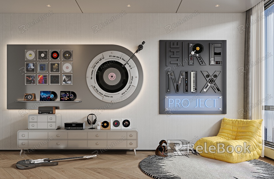 Music record study accessories wall ornaments model