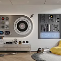 Modern Living Room Wall Decor With Vinyl Record Design And 3D Letter Art