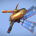Golden Spacecraft With Red Accents Solar Panels And Support Legs For Space Exploration