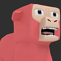 Red Cartoon Monkey 3D Model With Open Mouth Big Eyes And Simple Design