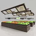 Various Fresh Colorful Fruits Neatly Displayed on Market Display Shelves