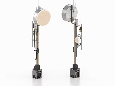 Industrial Equipment With Vertical Metal Structure Round Top Components And Base Stands 3d model