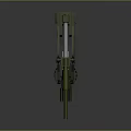Green Military Artillery Gun Featuring Long Barrel Carriage And Wheels Design