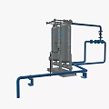 Industrial Dual Tank Air Dryer System with Blue Pipes Gauges and Control Panel
