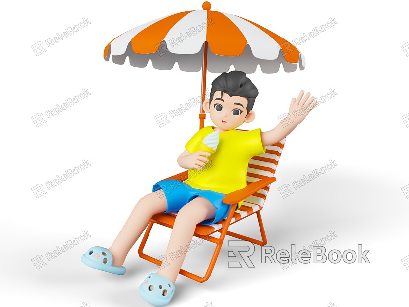 Summer Seaside Surfing Boy Characters Summer Vacation Seaside Tourism model