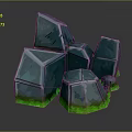 Natural Wood And Stone Materials With Geometric Shapes And Green Bases