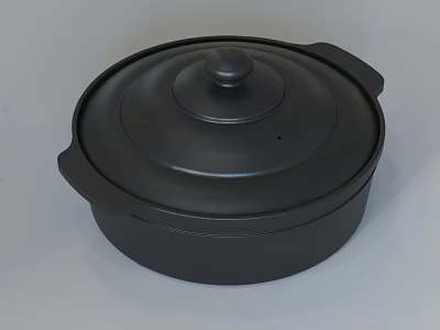 Black Cookware Pot With Lid And Handles For Home Kitchen Cooking 3d model