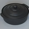 Black Cookware Pot With Lid And Handles For Home Kitchen Cooking