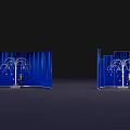 Modern Interactive Zone With Blue Curved Structures And Lighting For Interaction 3d model