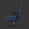 Modern Ergonomic Blue Gaming Chair With Red Yellow Accents Swivel Base Furniture Design