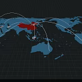 Global Network Connections On World Map Linking China Beijing Indonesia Argentina