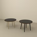 Two Round Top Side Tables With Different Colored Legs In Minimalist Room 3d model