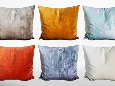 Colorful Decorative Throw Pillows with Velvet Textures and Vibrant Hues for Sofa Decor 3d model