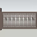 Black Ornamental Railings With Decorative Patterns Vertical Bars And Carved Posts 3d model