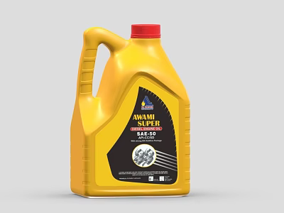 Industrial Equipment Lubricating Oil In Yellow Container With SAE 50 Specification For Machinery Maintenance 3d model