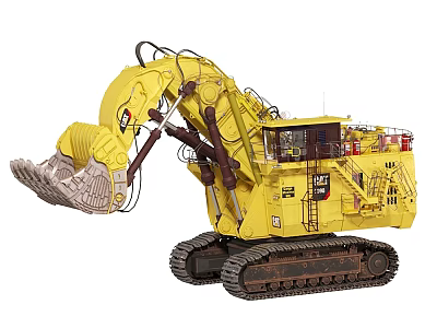 Yellow Tracked Heavy Duty Functional Vehicle With Large Bucket For Construction Mining 3d model