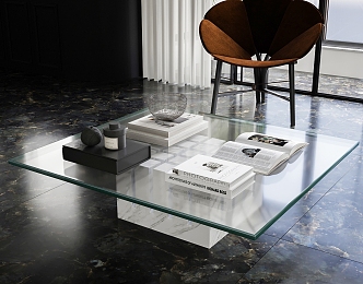 Modern Glass Coffee Table Desktop Accessories Ornaments Casual Single Chair 3d model